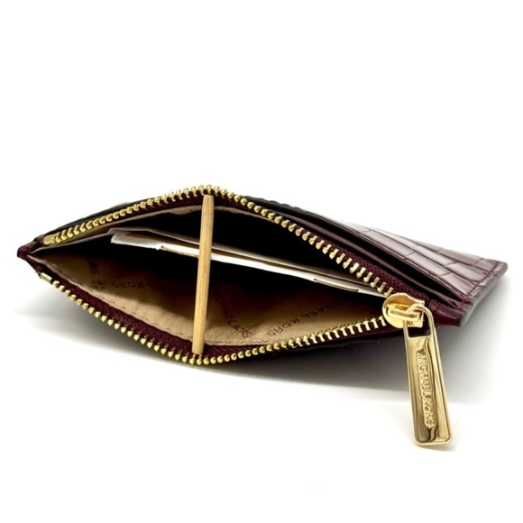 Michael Kors Medium Logo Card Case Wallet Ox Blood Multi - Picture 6 of 7